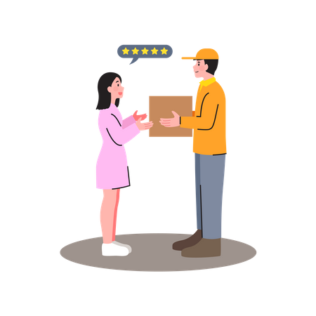 Deliveryman giving package to woman  Illustration