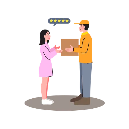 Deliveryman giving package to woman  Illustration