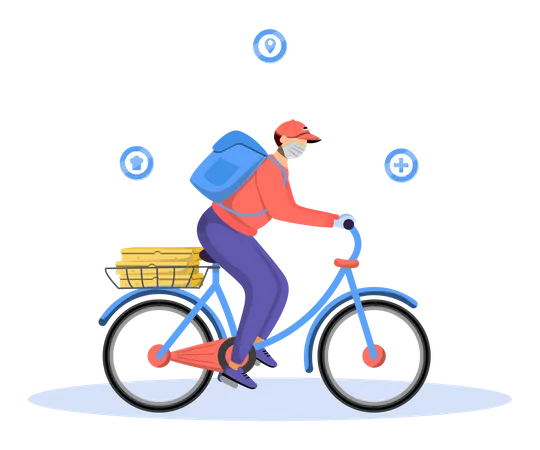 Deliveryman going to deliver courier on cycle Illustration