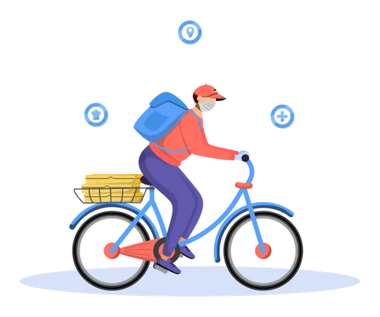 Deliveryman going to deliver courier on cycle  Illustration