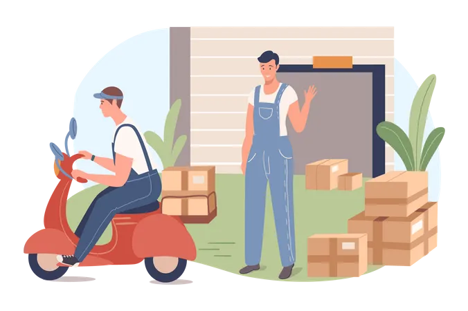 Deliveryman going to deliver parcel Illustration
