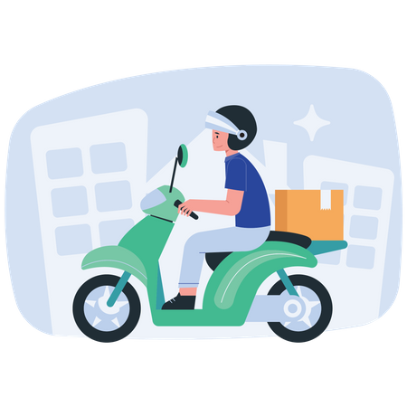 Deliveryman going to deliver parcel  Illustration