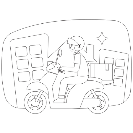 Deliveryman going to deliver parcel  Illustration