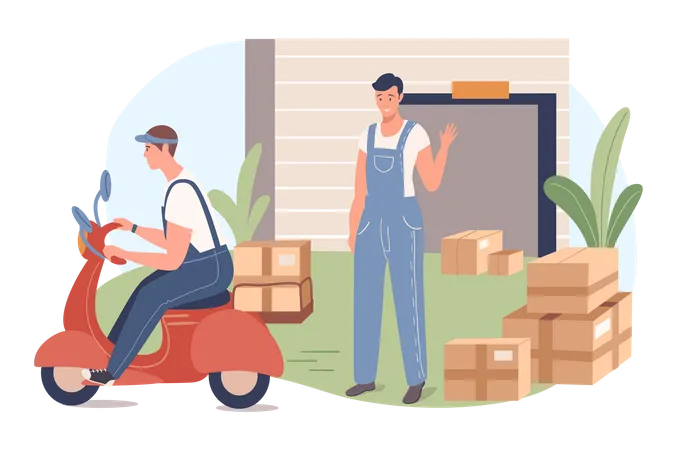 Deliveryman going to deliver parcel  Illustration