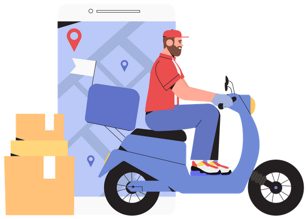 Deliveryman going to delivery parcel  Illustration