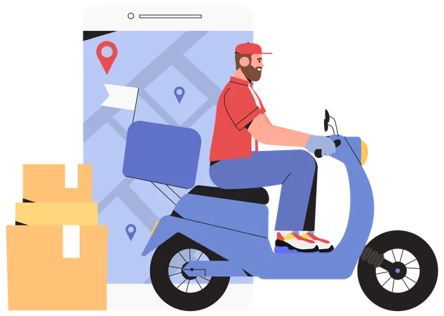 Deliveryman going to delivery parcel  Illustration