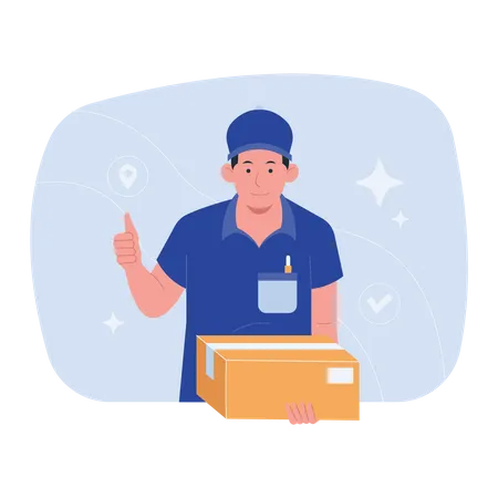 Deliveryman holding box  Illustration