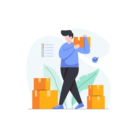 Deliveryman holding box  Illustration