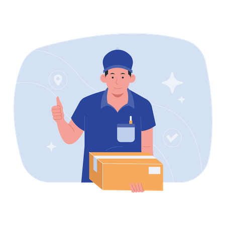 Deliveryman holding box  Illustration