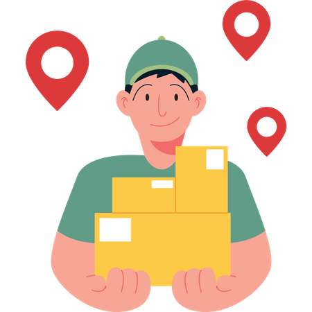 Deliveryman holding box  Illustration