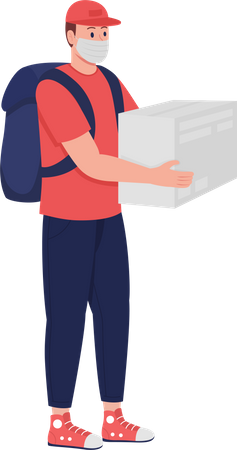 Deliveryman holding courier  Illustration