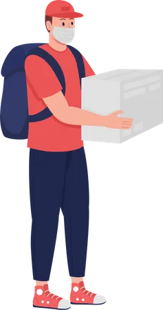 Deliveryman holding courier  Illustration