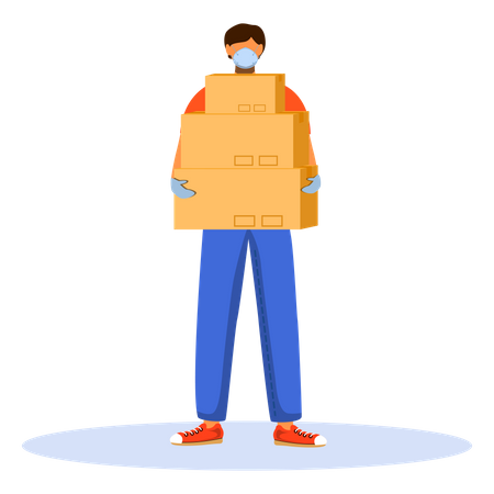 Deliveryman holding delivery boxes  Illustration