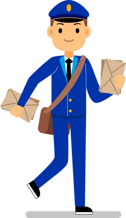 Deliveryman holding letters in hand  Illustration