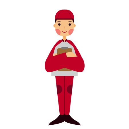 Deliveryman holding notes  Illustration