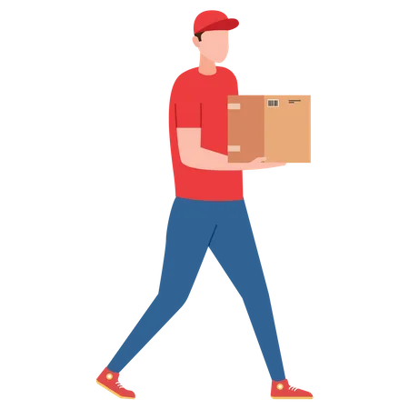 Deliveryman holding package Illustration