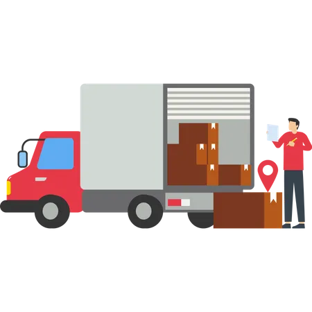 Deliveryman holding package  Illustration