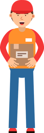 Deliveryman holding package  Illustration