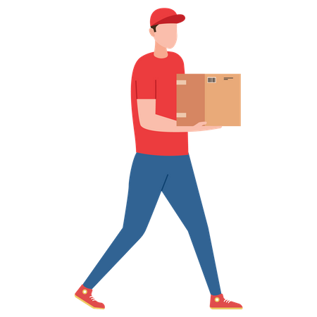 Deliveryman holding package  Illustration