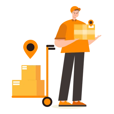 Deliveryman holding package  Illustration