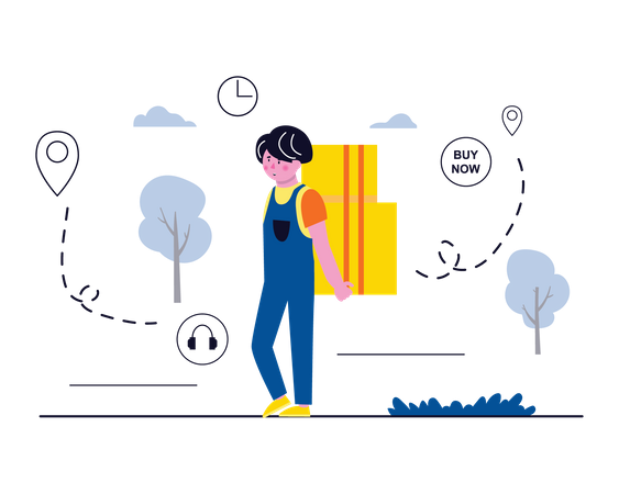 Deliveryman holding package  Illustration