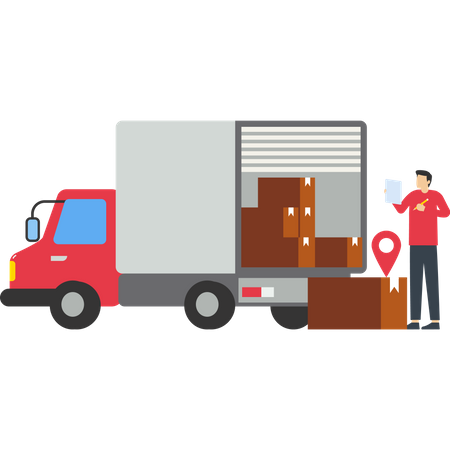 Deliveryman holding package  Illustration