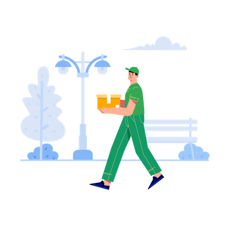 Deliveryman holding parcel  Illustration