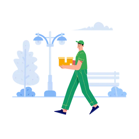 Deliveryman holding parcel  Illustration