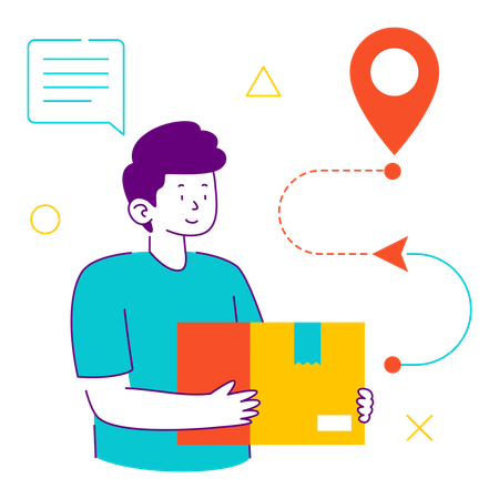 Deliveryman holding parcel  Illustration