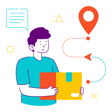 Deliveryman holding parcel  Illustration