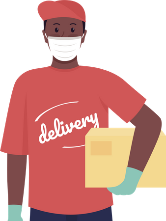 Deliveryman in medical mask  Illustration