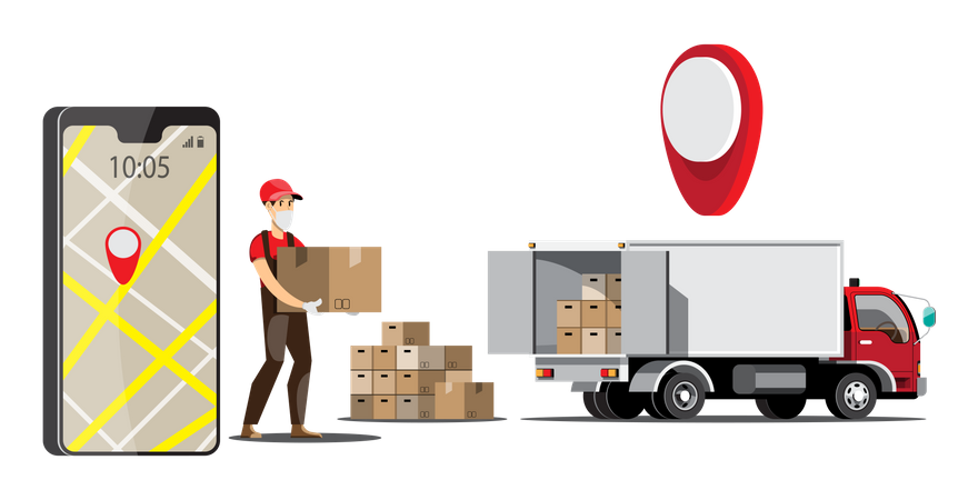 Deliveryman loading boxes  Illustration