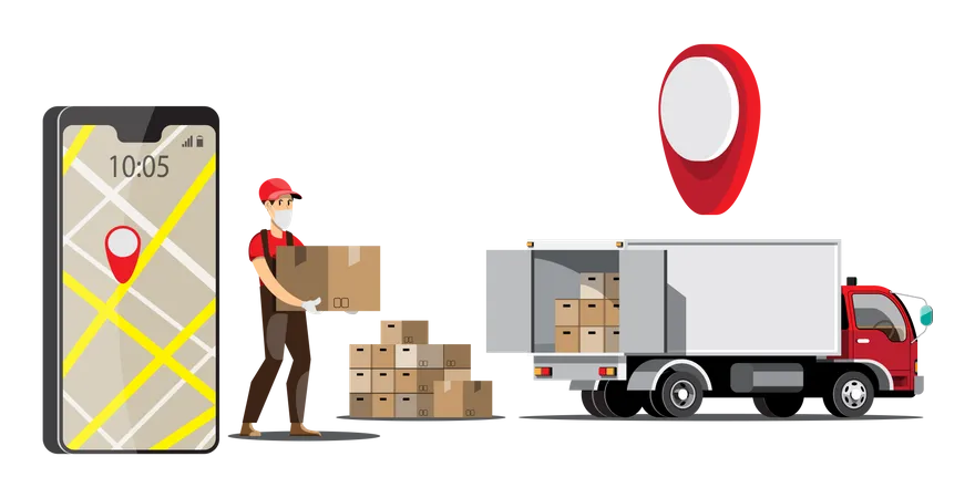 Deliveryman loading boxes  Illustration