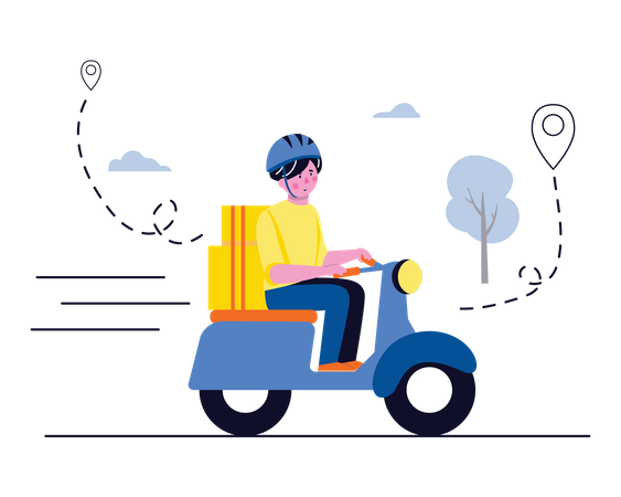 Deliveryman on scooter Illustration