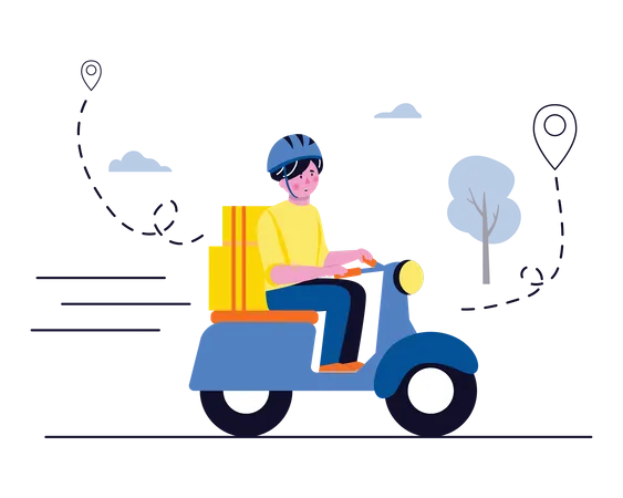Deliveryman on scooter  Illustration
