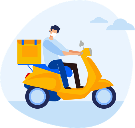 Deliveryman riding scooter  Illustration