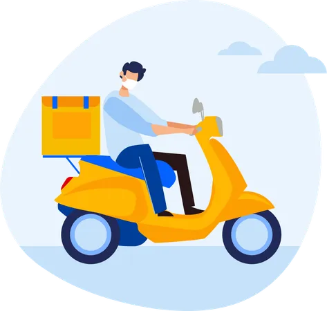 Deliveryman riding scooter  Illustration