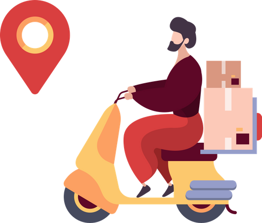 Deliveryman riding scooter  Illustration