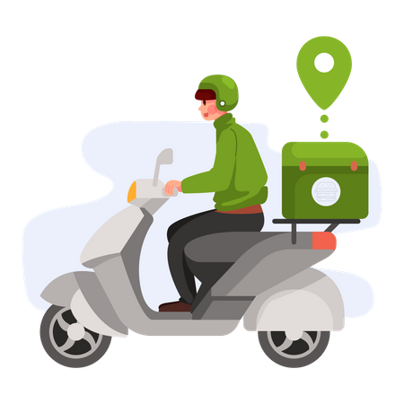 Deliveryman riding scooter  Illustration