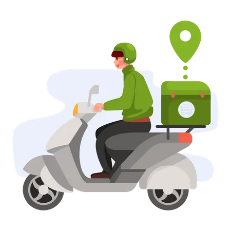 Deliveryman riding scooter  Illustration