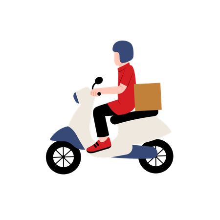 Deliveryman riding scooter  Illustration