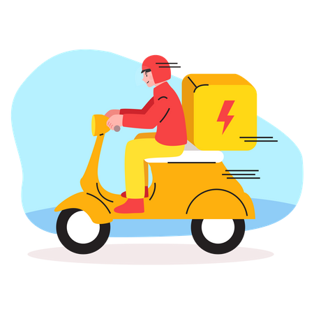 Deliveryman riding scooter  Illustration