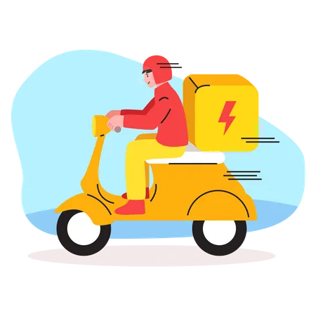 Deliveryman riding scooter  Illustration