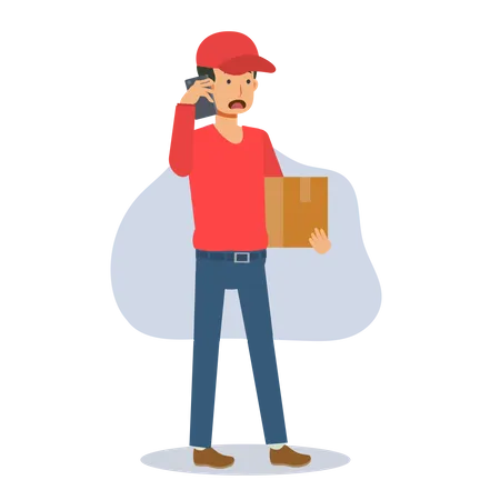 Deliveryman talking on phone Illustration