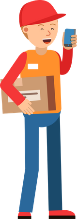 Deliveryman talking on phone  Illustration