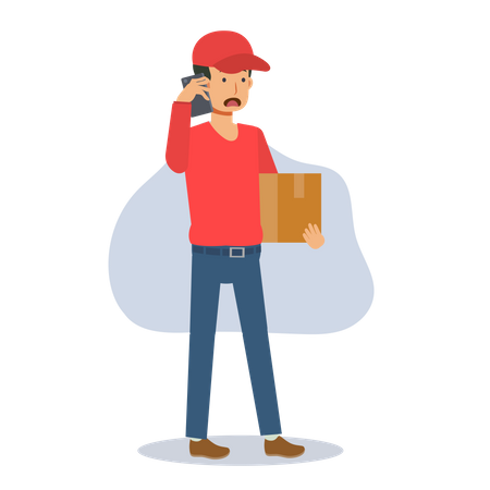 Deliveryman talking on phone  Illustration