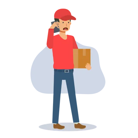 Deliveryman talking on phone  Illustration