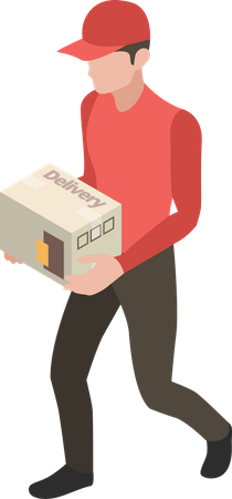 Deliveryman walking with package  イラスト