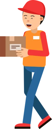 Deliveryman walking with package Illustration