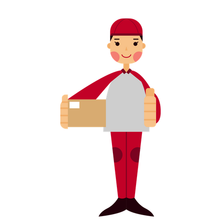 Deliveryman with box showing thumbs up Illustration